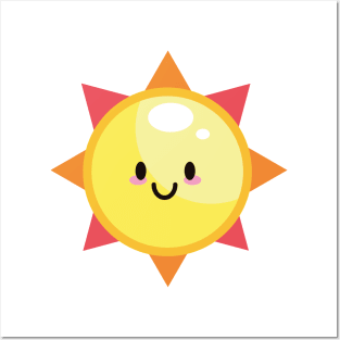 SUN CUTE KAWAII ANIME WEATHER KAOMOJI EMOTICON CARTOON Posters and Art